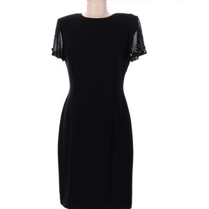 Donna Morgan Black Dress with Jeweled Sleeves
